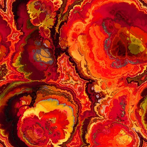 Art abstract colorful vibrant fractal seamless background in red, purple and golden colors